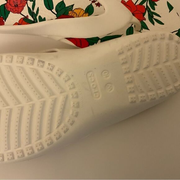 New Women's CROCS Kadee ll Flip Flops Sandals White Floral Size 10 - Picture 6 of 6